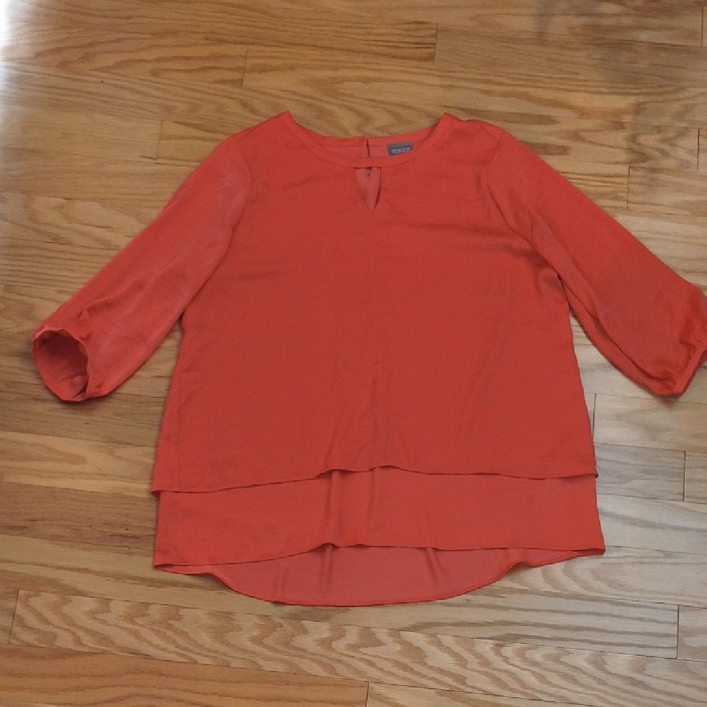 Chico's Keyhole Layered Tunic Coral Reef, Size 2 (Standard 12/14) NWT